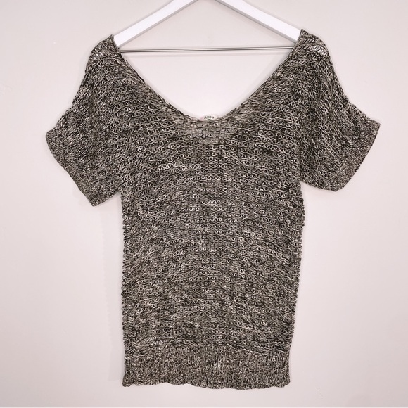 ROXY Open Knit Short Sleeve Tunic Sweater Size Medium - Picture 4 of 6